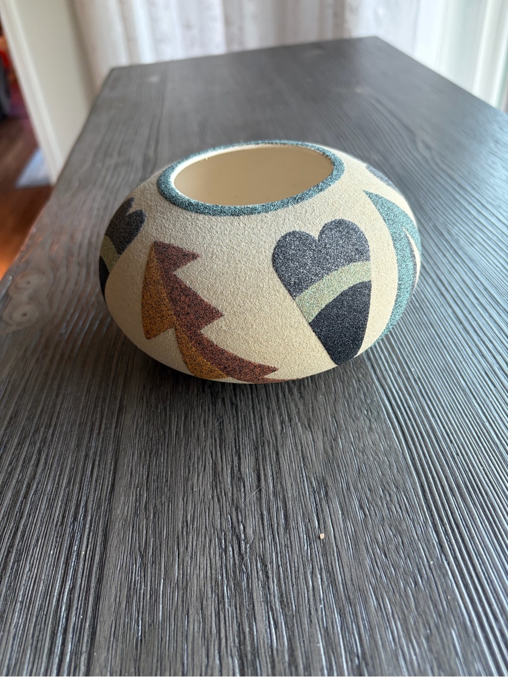 Handcrafted Sand-Textured Decorative Bowl in Cream with Multicolor Accents